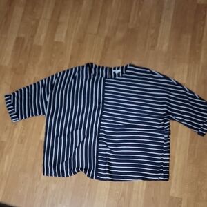 Navy and White Contrast Striped Top 3x